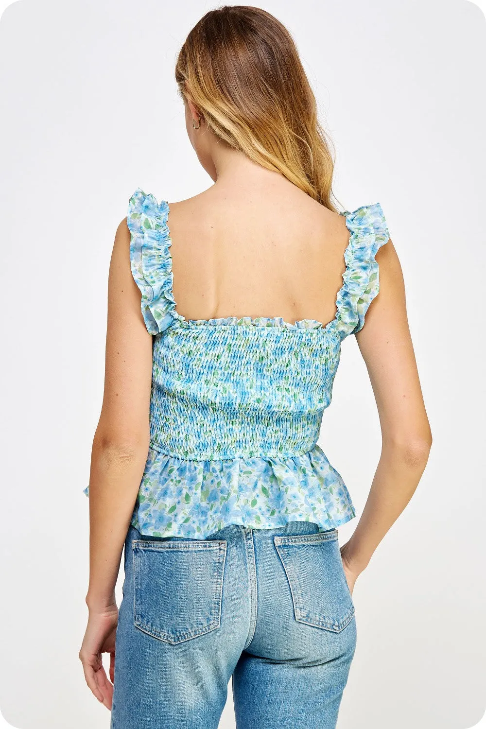 Floral Smocked Crop Top  *final sale*
