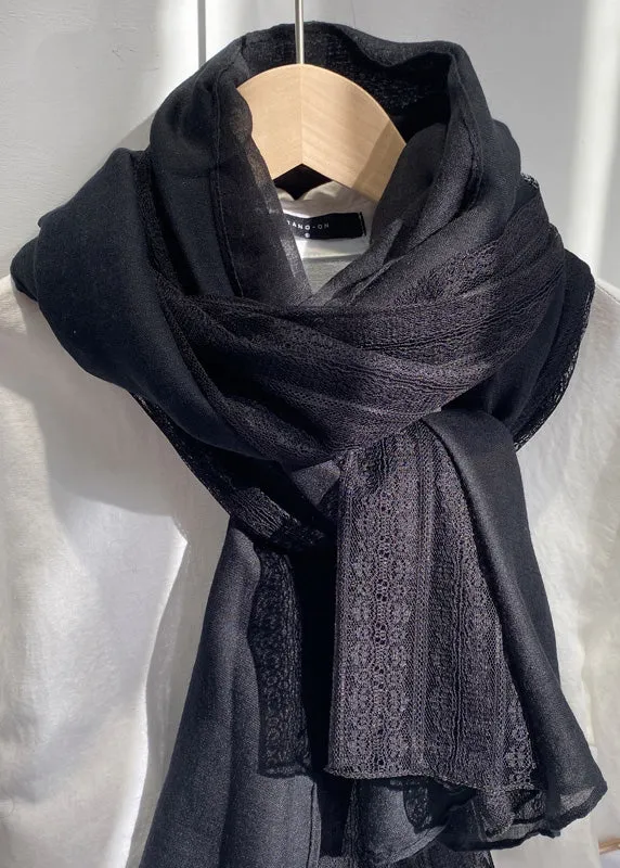 French Khaki Lace Patchwork Autumn New Cotton Scarf ML2301
