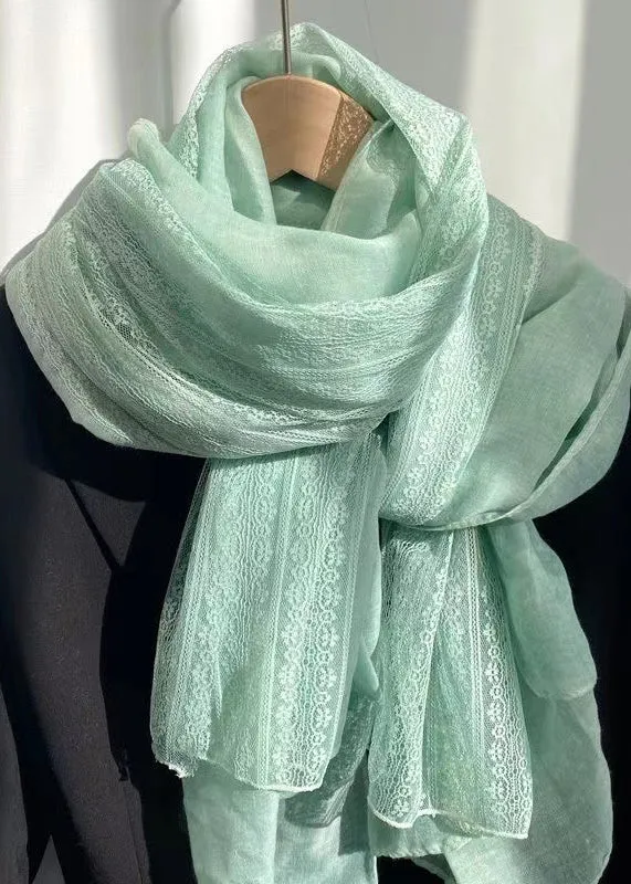 French Khaki Lace Patchwork Autumn New Cotton Scarf ML2301