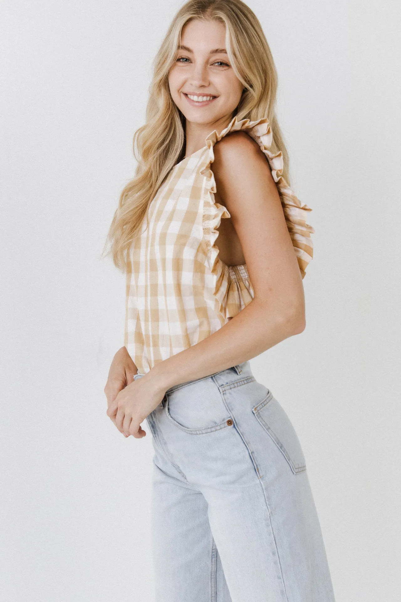 Gingham Ruffled Top