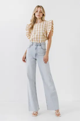 Gingham Ruffled Top