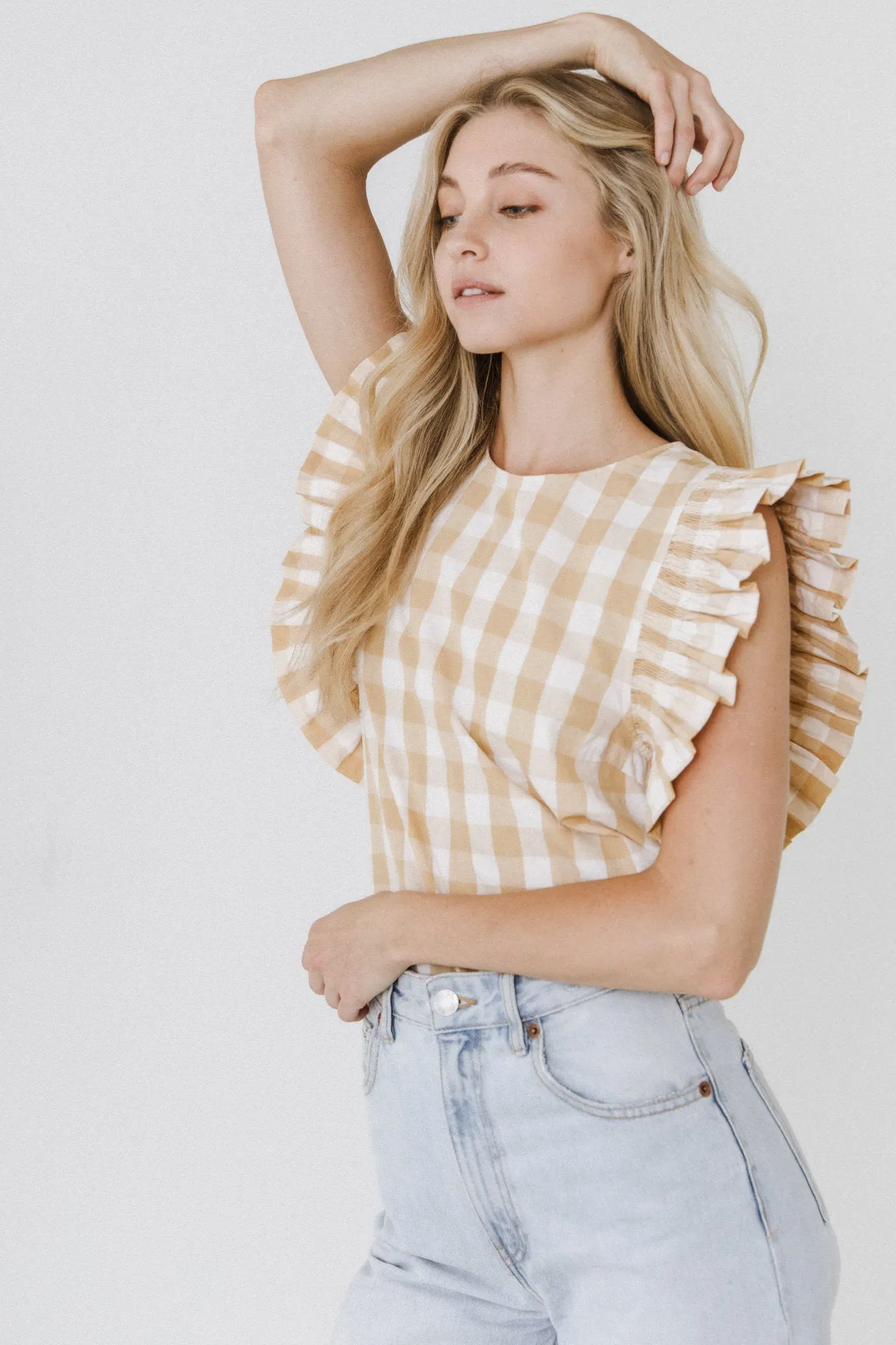 Gingham Ruffled Top