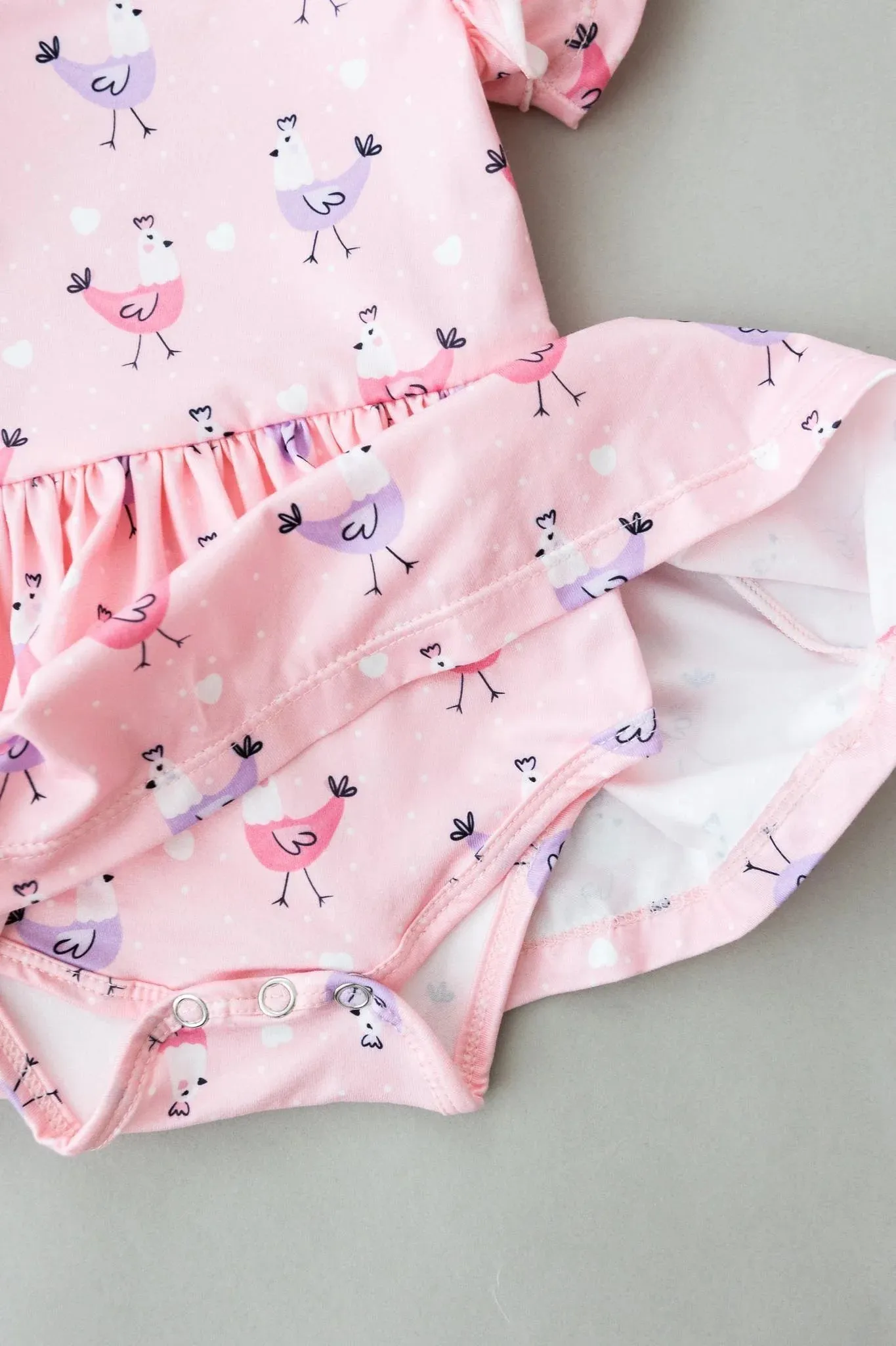 Girls Pink Chicks Twirl Flutter Bodysuit
