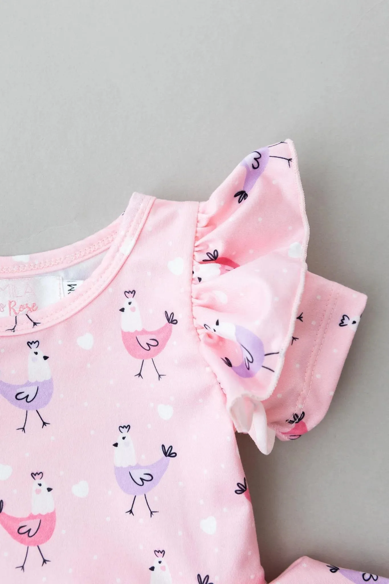 Girls Pink Chicks Twirl Flutter Bodysuit