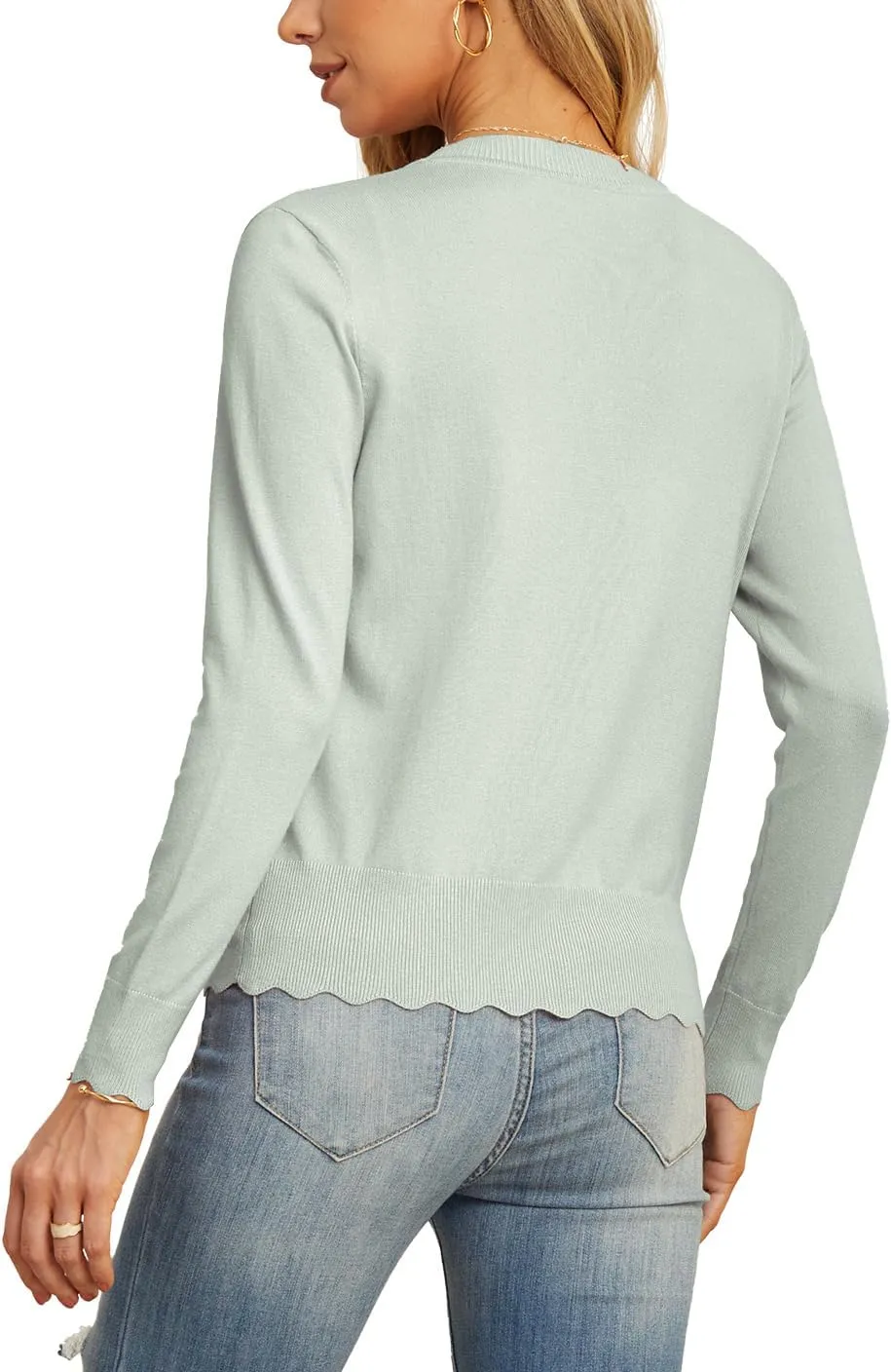 GRECERELLE Women's Long Sleeve V-Neck Button Down Cardigan Knit Shrugs Sweater