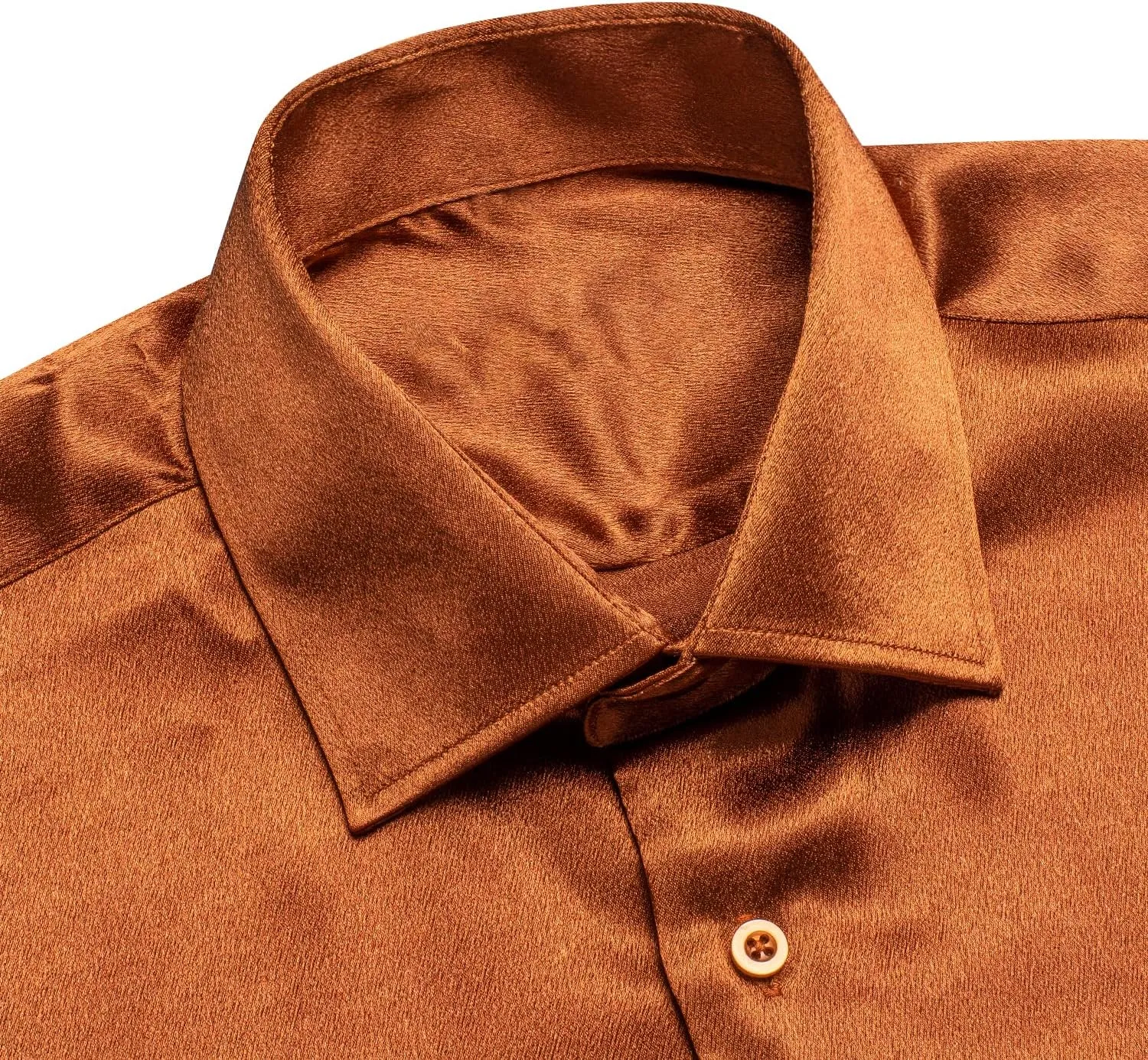 Hi-Tie Mens Long Sleeve Dress Shirt Satin Button Down Casual Prom Wedding Regular Fit Button Up Shirt