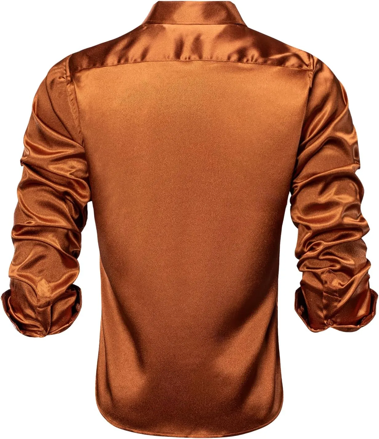 Hi-Tie Mens Long Sleeve Dress Shirt Satin Button Down Casual Prom Wedding Regular Fit Button Up Shirt