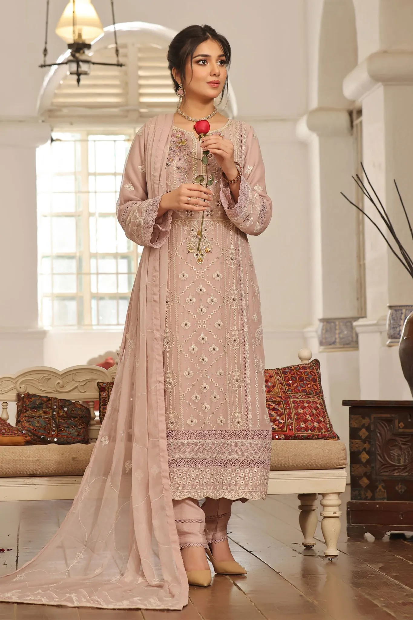 Hoor by Guzel Stitched 3 Piece Chiffon Formals Festive Collection'2024-Nargis
