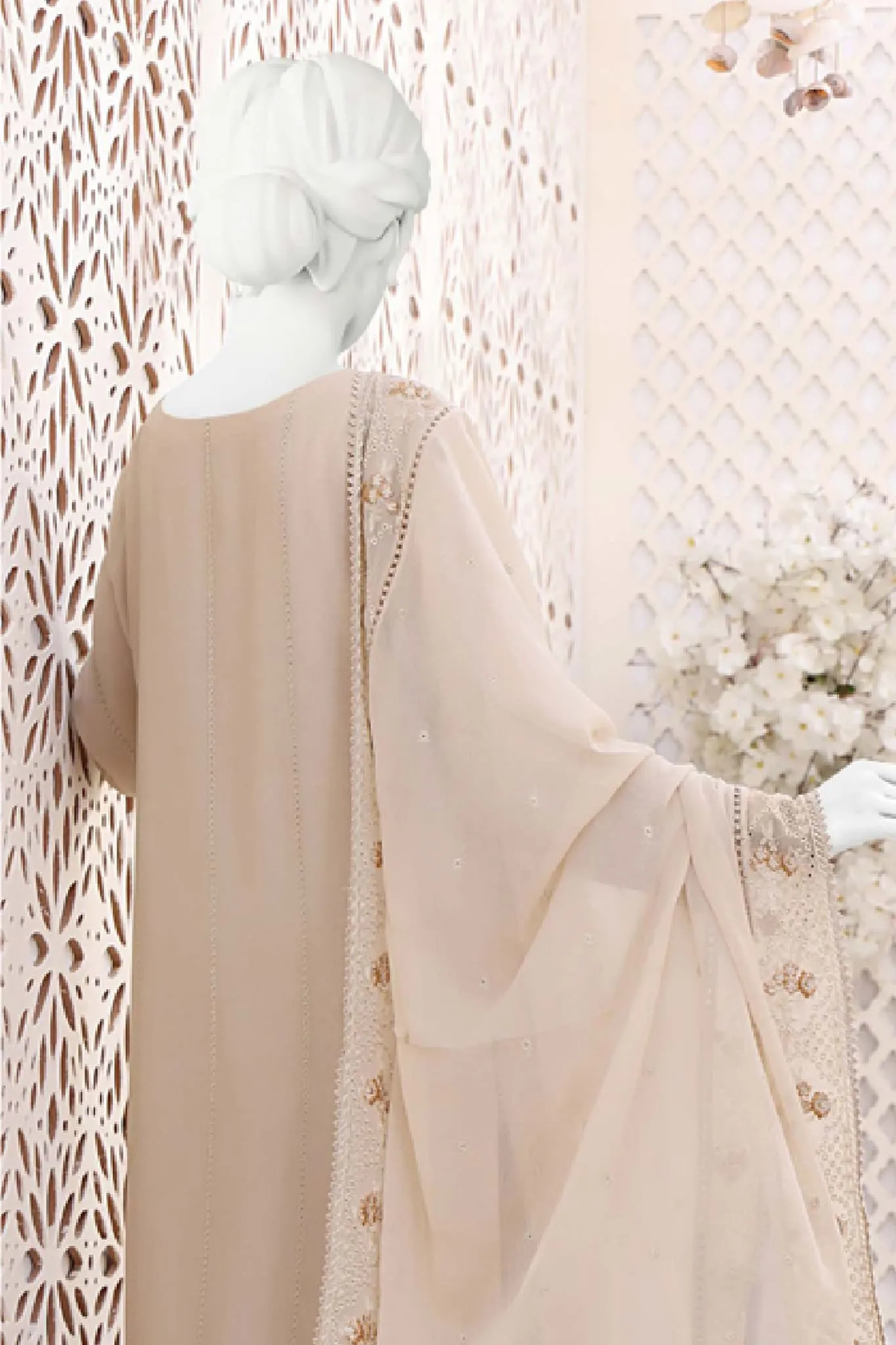 Hz Stitched 3 Piece Embroidered Chiffon Formals Vol-01 Collection'2023-HZK-128-C