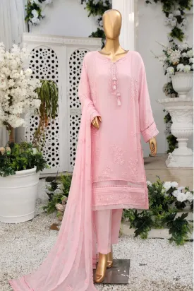 Hz Stitched 3 Piece Formals Chiffon Collection'2023-D-116-Pink