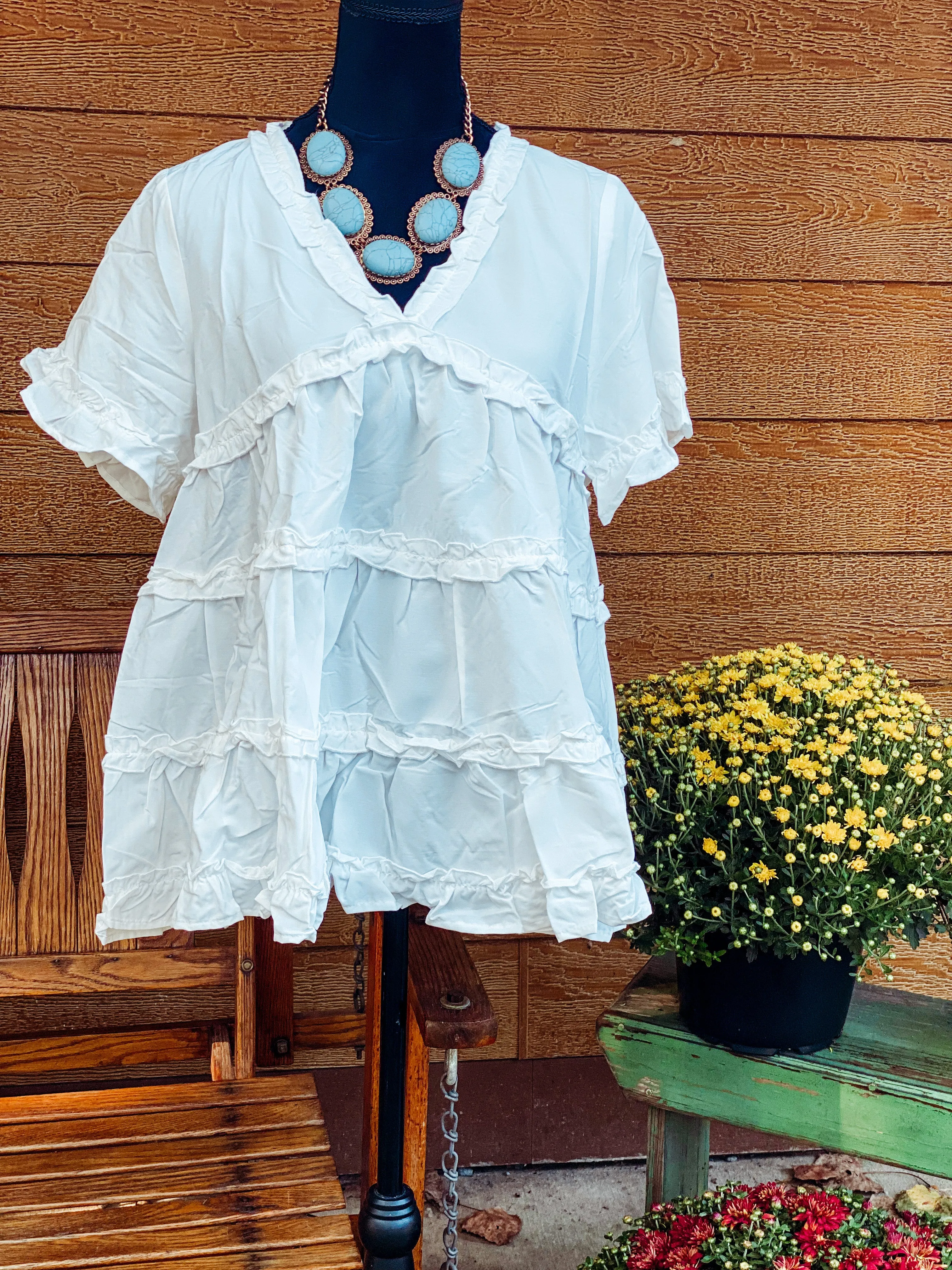 Ivory Ruffled Woven Top