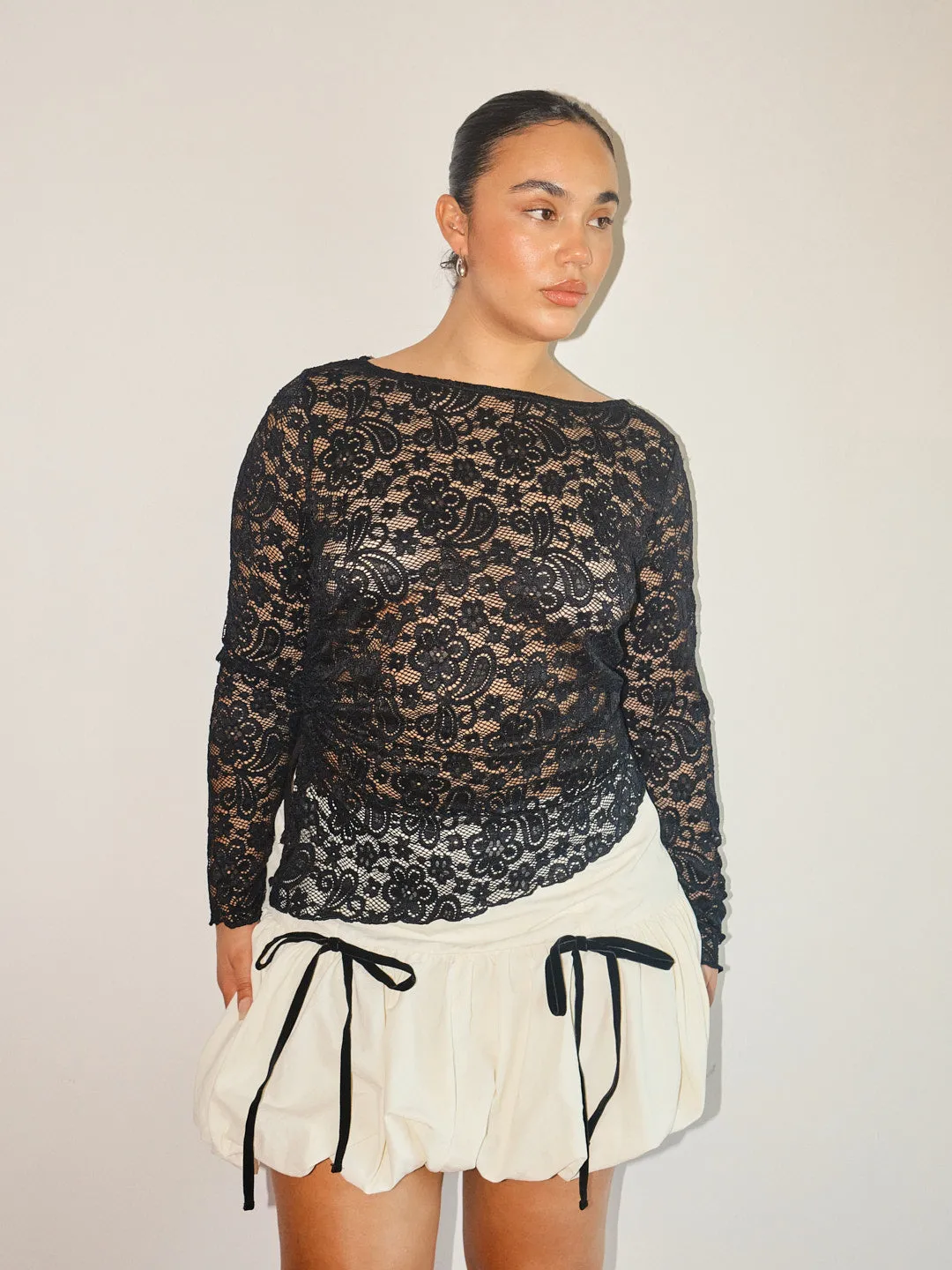 Jo Lace Top - Licorice Lace
