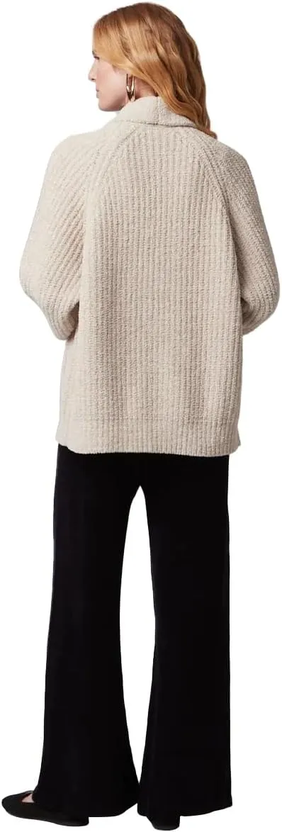 KASHWRE Heathered Easy Cardigan, Rib Knit with Patch Pockets