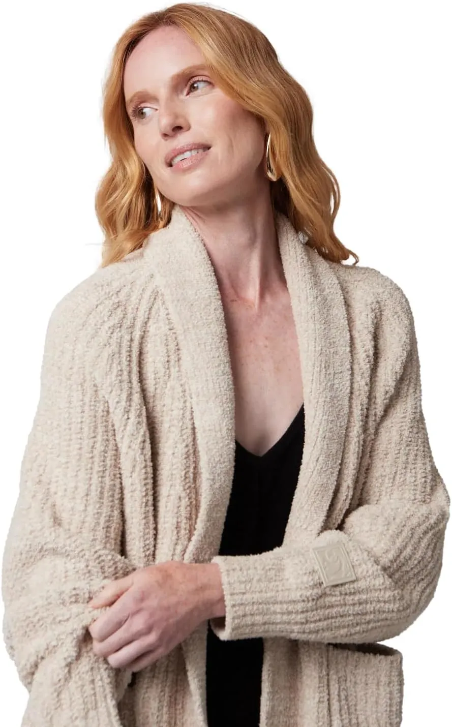 KASHWRE Heathered Easy Cardigan, Rib Knit with Patch Pockets