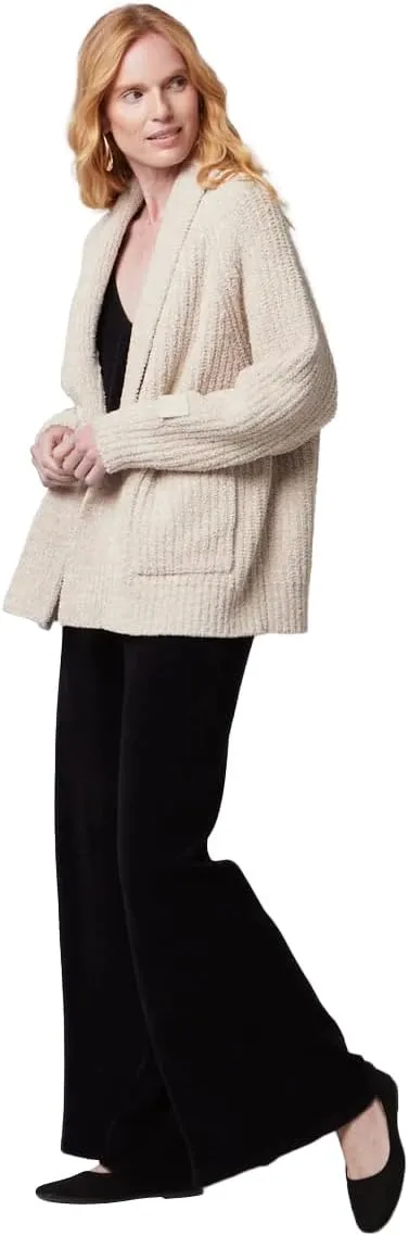 KASHWRE Heathered Easy Cardigan, Rib Knit with Patch Pockets