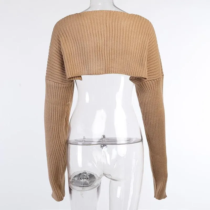 Knitted long sleeve cropped top