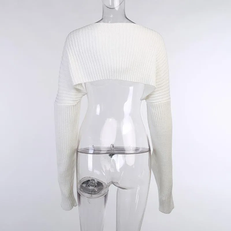 Knitted long sleeve cropped top
