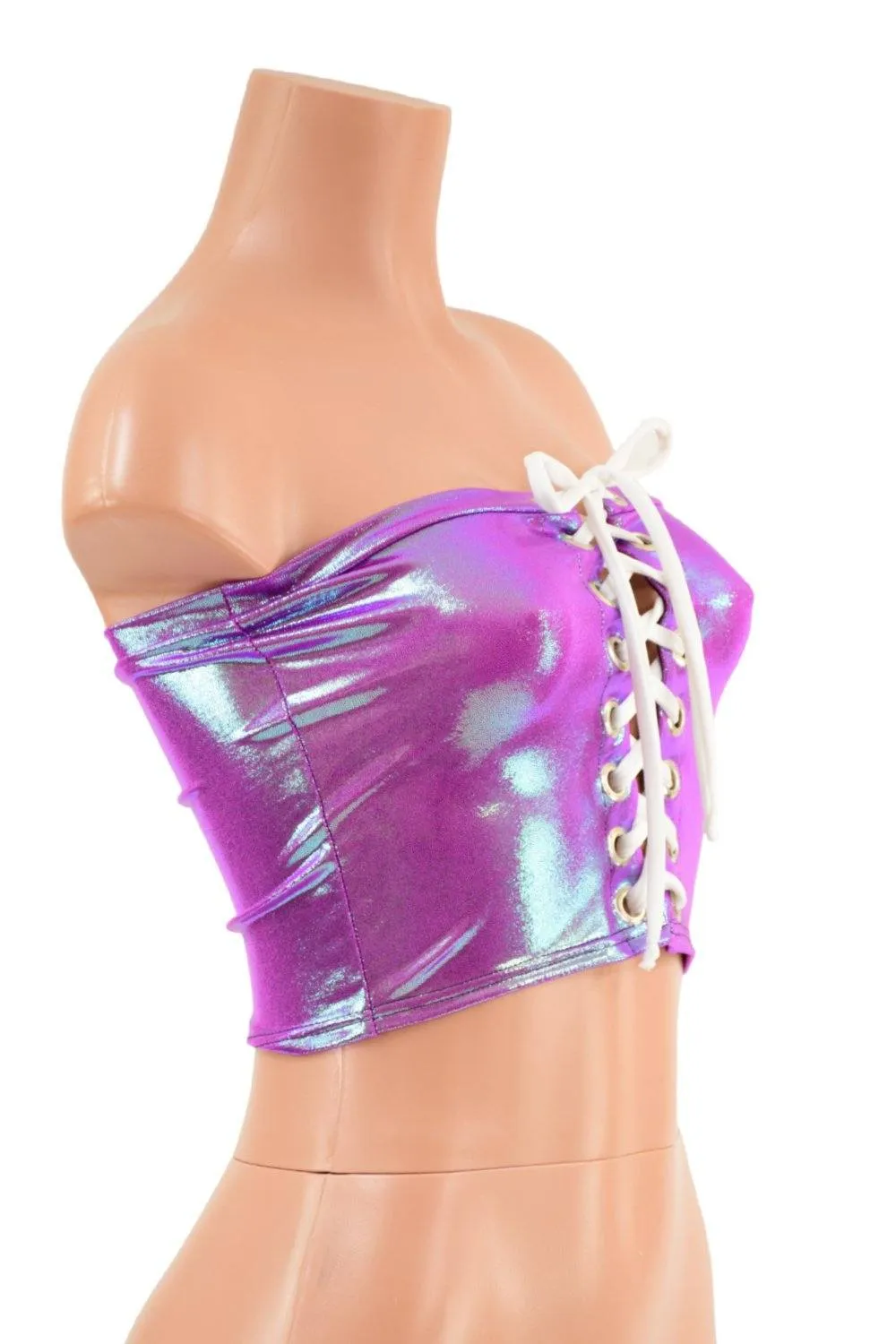 Lace Up Strapless Top in Plumeria