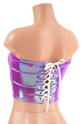 Lace Up Strapless Top in Plumeria