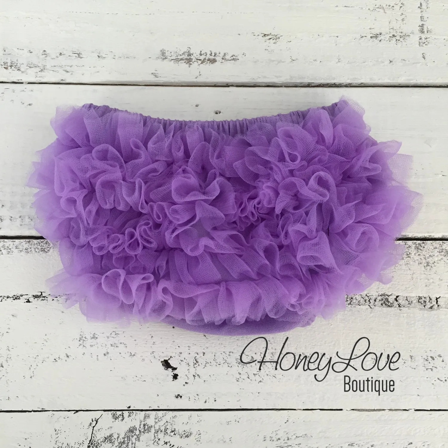 Lavender Purple ruffle bottom bloomer and tulle skinny headband