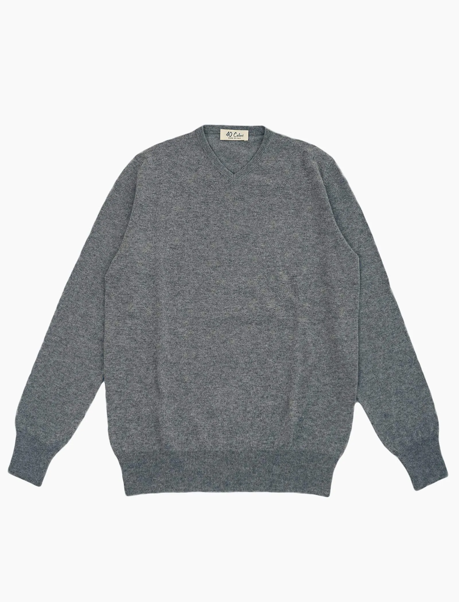 Light Grey V Neck Cashmere Jumper