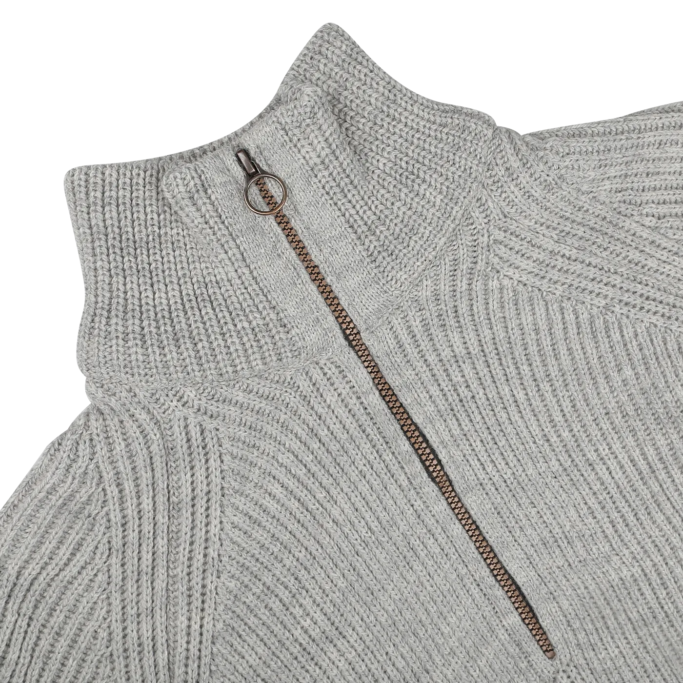 Light Grey Wool Ford Zip Neck Sweater