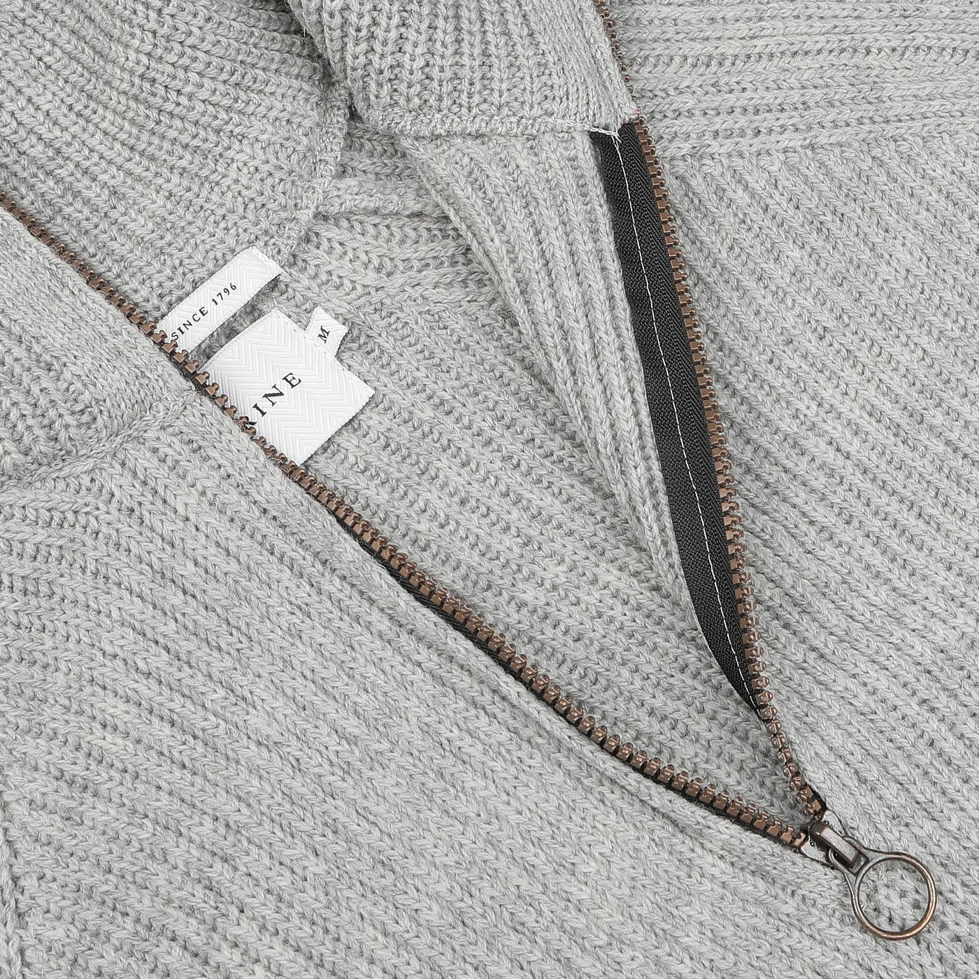 Light Grey Wool Ford Zip Neck Sweater