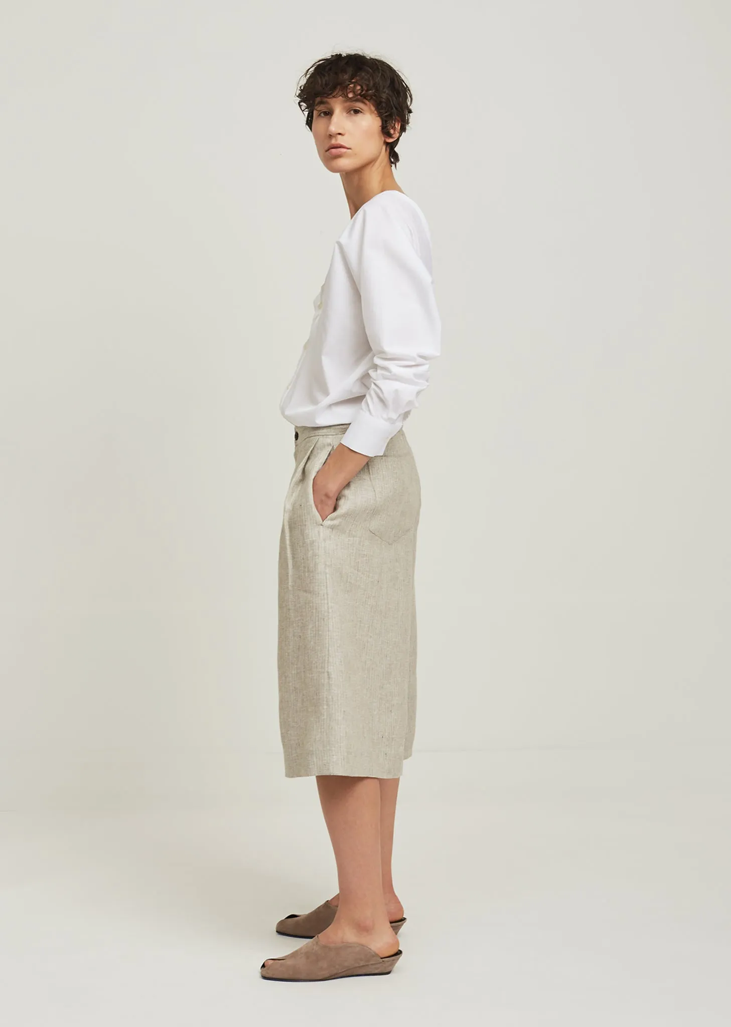 Linen Cropped Pants