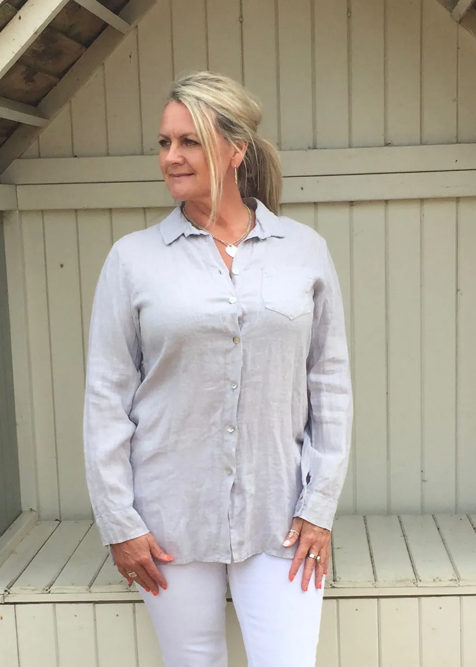 Linen Shirt in Silver