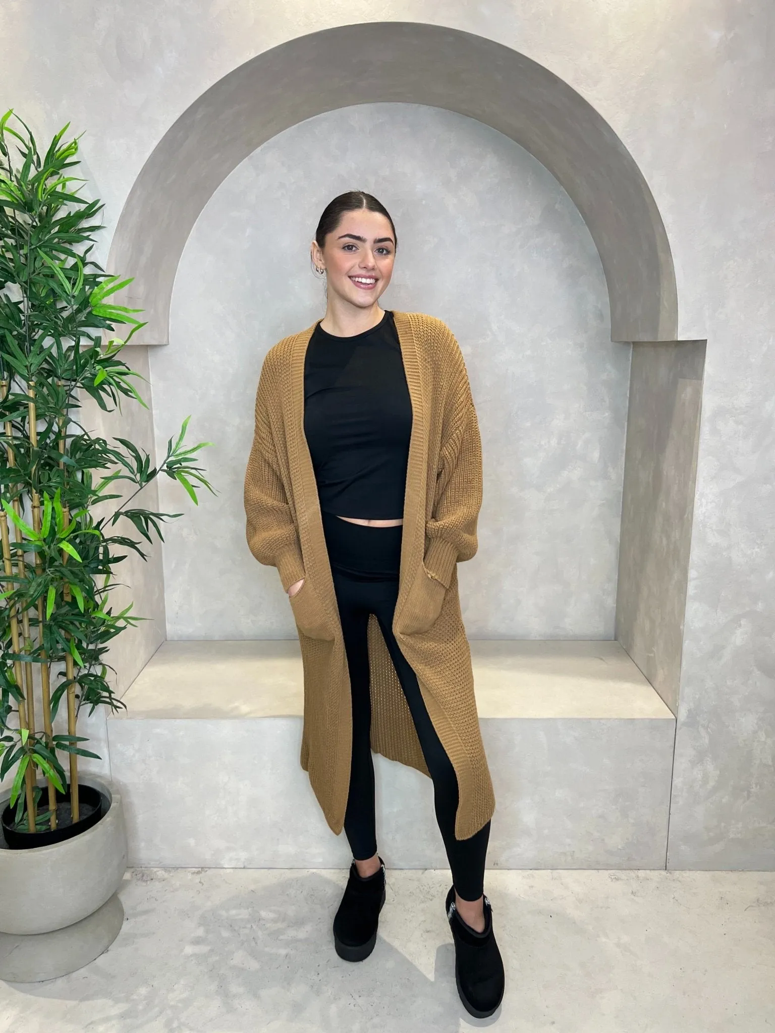 Long Knitted Cardigan With Pockets