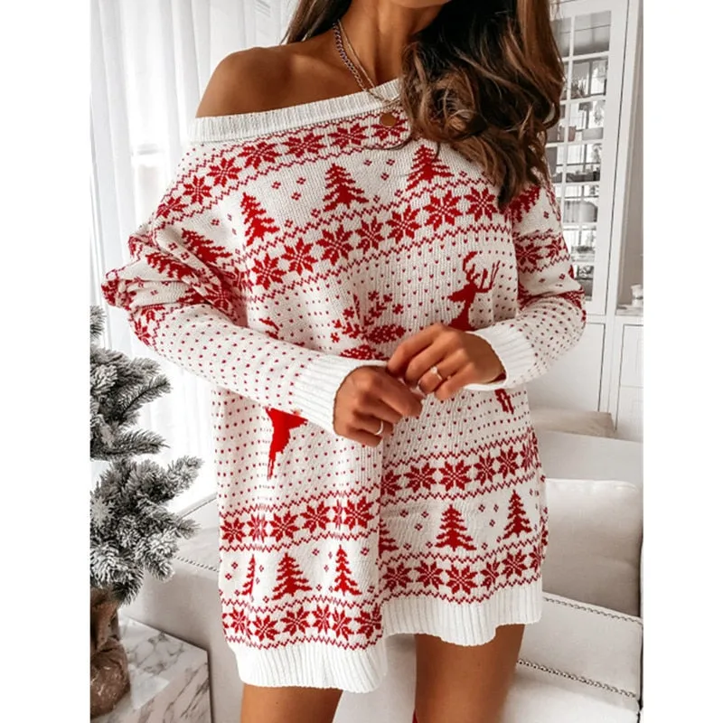 Long sleeve knitted Christmas dress
