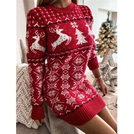 Long sleeve knitted Christmas dress