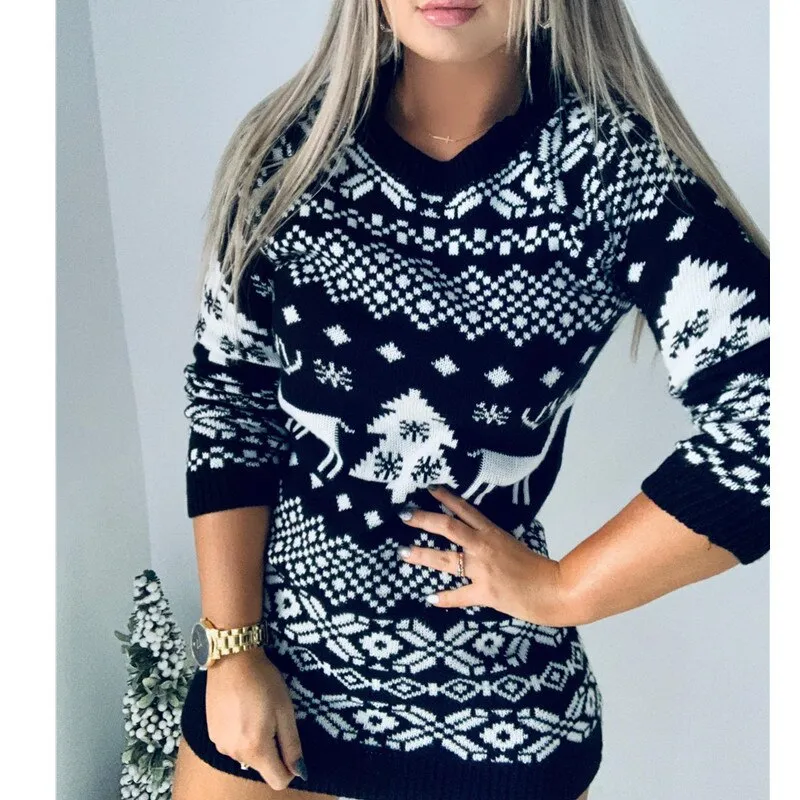 Long sleeve knitted Christmas dress