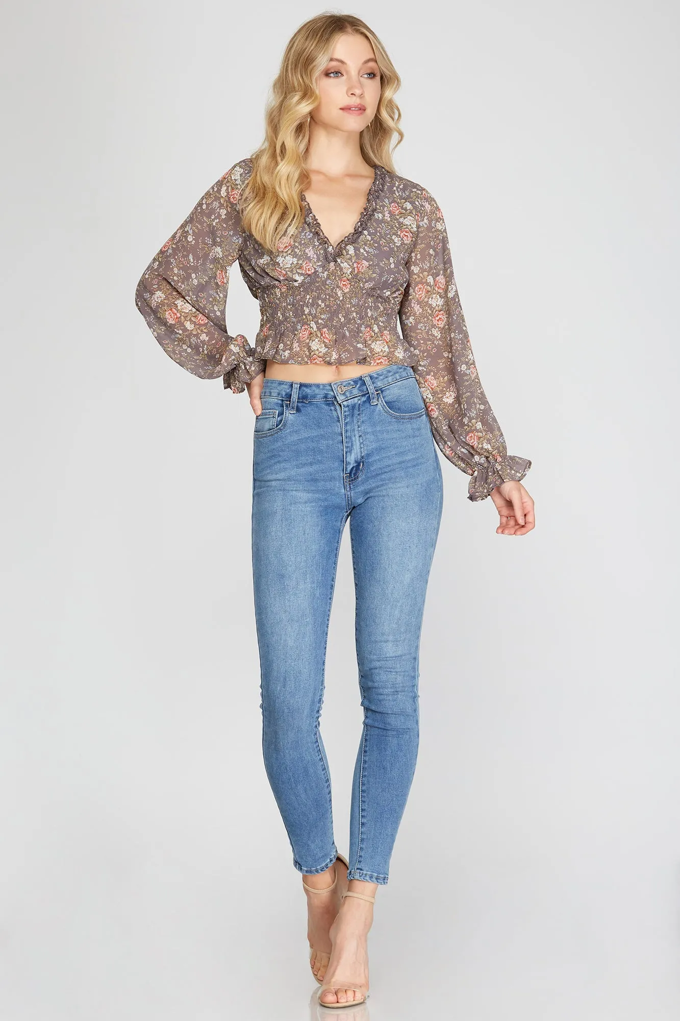 Long-sleeved Ruffled Top