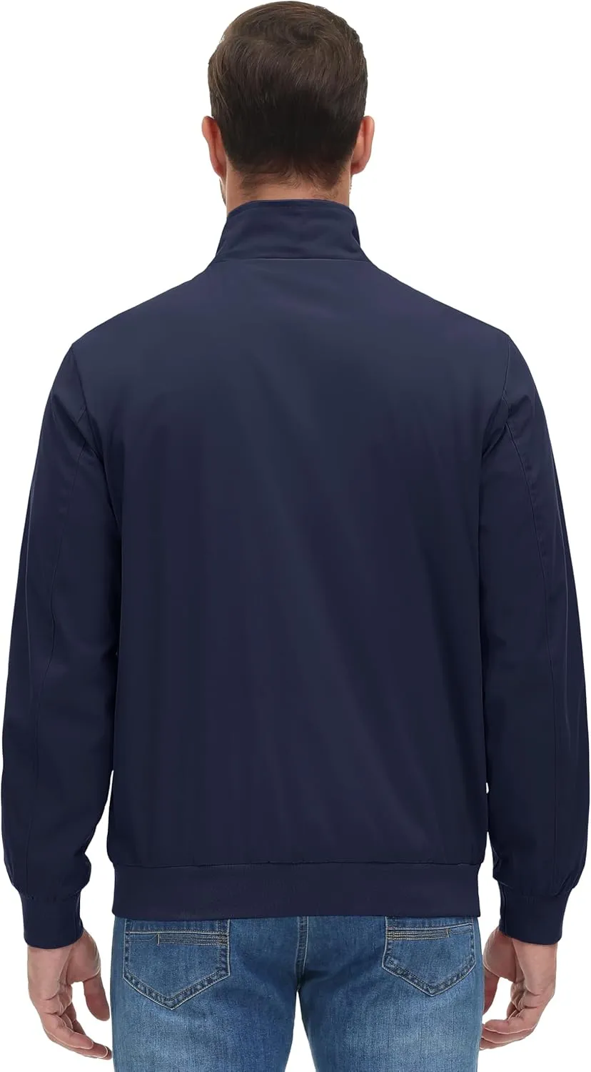 MAGCOMSEN Men's Lightweight Bomber Jacket Windproof Water Resistant Zip Up Coat Stand Up Collar Windbreaker with 3 Pockets