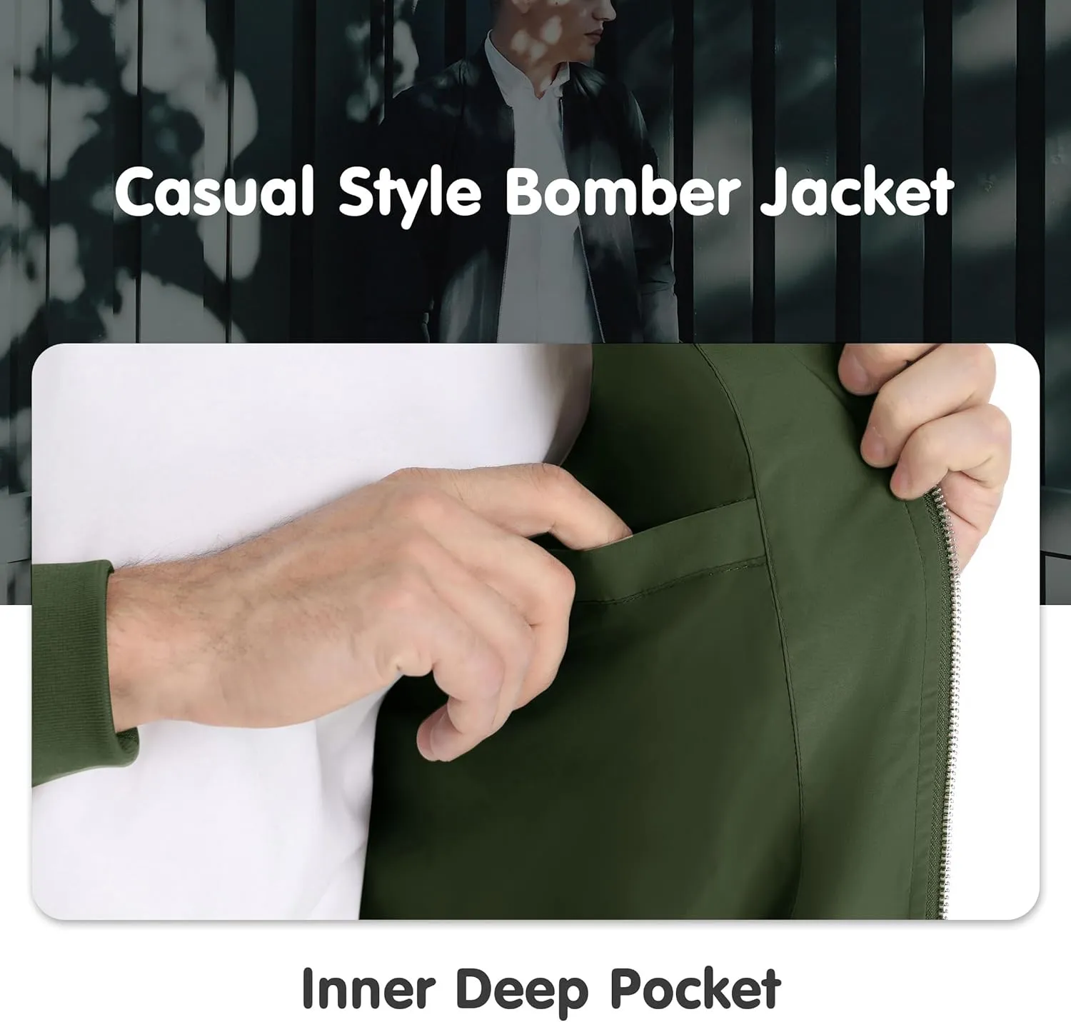 MAGNIVIT Men's Lightweight Bomber Jacket Windbreaker Casual Fall Spring Outdoor Coat