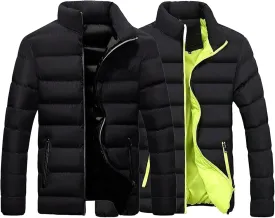 Maiyifu-GJ 2 Pack Men's Winter Puffer Jacket Lightweight Warm Windproof Down Coats Quilted Thicken Padded Coat Outerwear