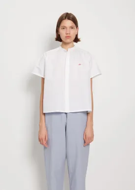 Mandarin Collar Cotton Linen Shirt — White