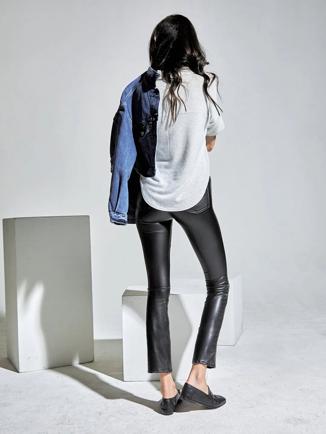 MCGUIRE - CROPPED GAINSBOURG BLACK FAUX CALFSKIN