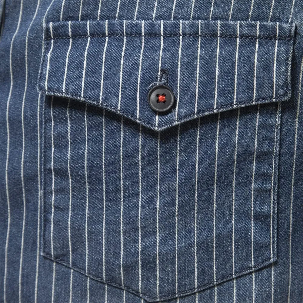 Men's Denim Shirt Casual Slim Fit Button Down Long Sleeve Washed Denim Shirt