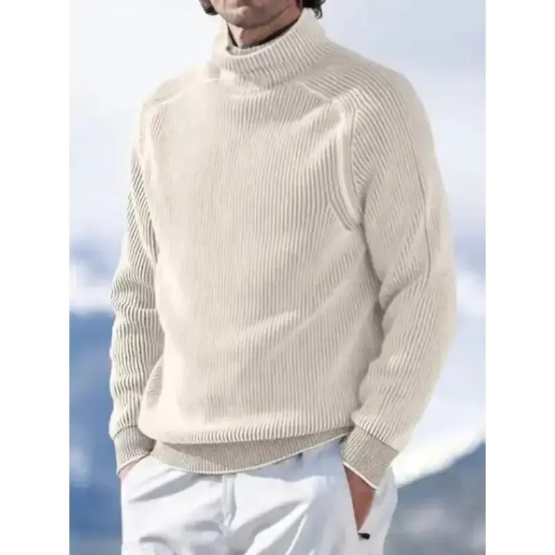 Men’s high collar casual long sleeve knitted top