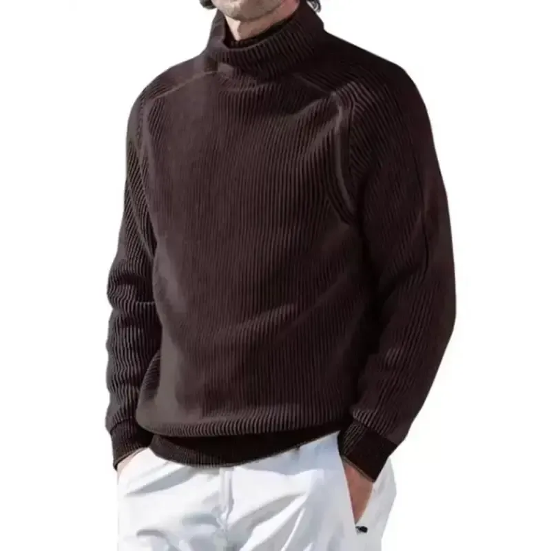 Men’s high collar casual long sleeve knitted top