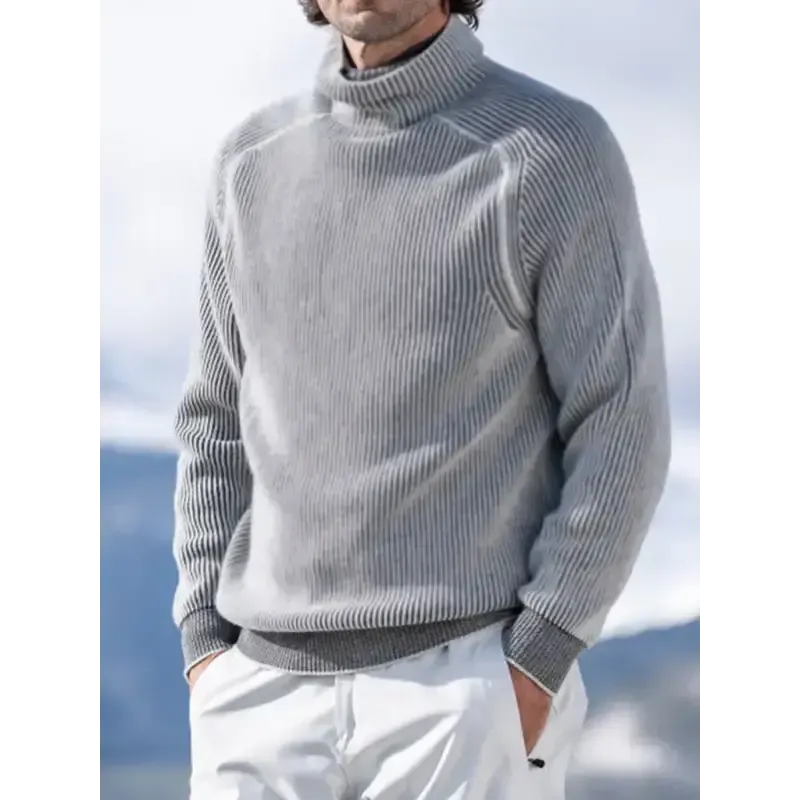 Men’s high collar casual long sleeve knitted top