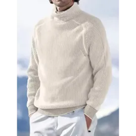 Men’s high collar casual long sleeve knitted top