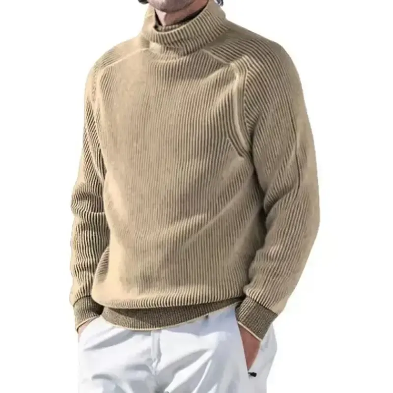 Men’s high collar casual long sleeve knitted top