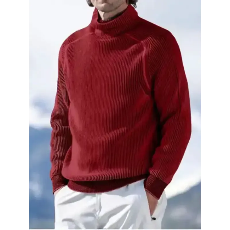 Men’s high collar casual long sleeve knitted top