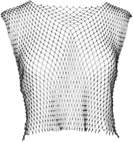 Mesh Crop Top Fishnet Sleeveless Cloth Top Rhinestone Body Chain Tank Top