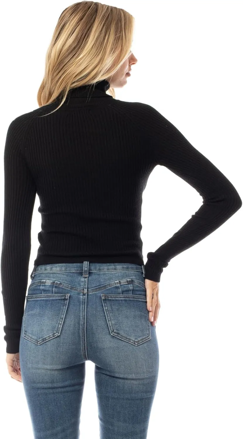 MixMatchy Women's Ribbed Turtle Neck Crop Top