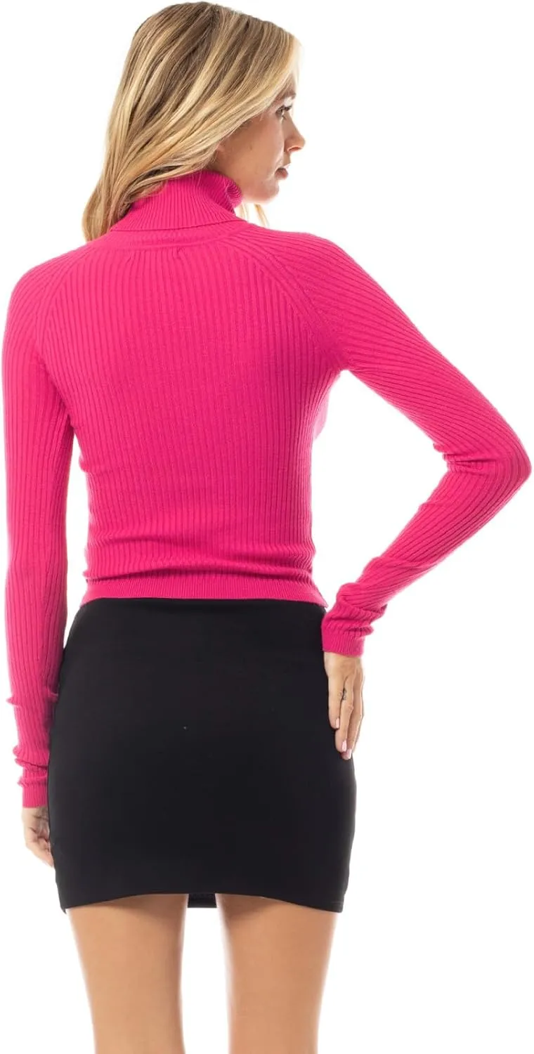 MixMatchy Women's Ribbed Turtle Neck Crop Top