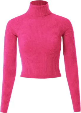 MixMatchy Women's Ribbed Turtle Neck Crop Top